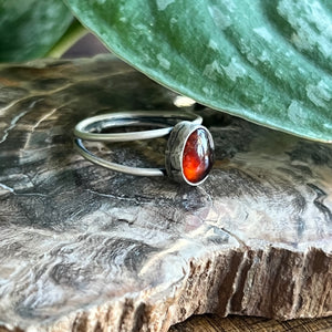 Hessonite Garnet Double Band Ring - Size 8.5
