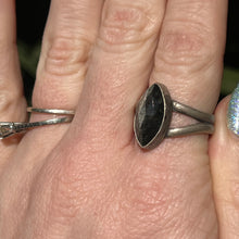Load image into Gallery viewer, Silver Sheen Obsidian Marquise Statement Ring - Size 10.25