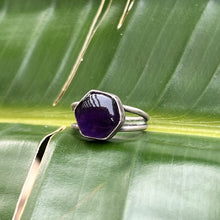 Load image into Gallery viewer, Amethyst Double Band Ring - Size 4.75
