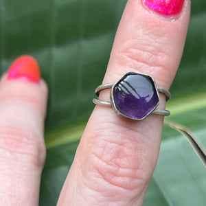 Amethyst Double Band Ring - Size 4.75
