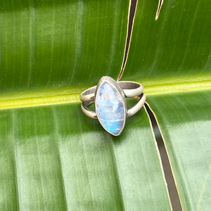 Marquise Moonstone Statement Ring - Size 8.75
