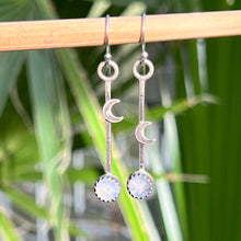 Load image into Gallery viewer, Moonstone Crescent Moon Drop Dangle Earrings