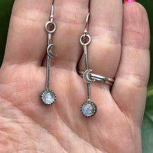 Load image into Gallery viewer, Moonstone Crescent Moon Drop Dangle Earrings