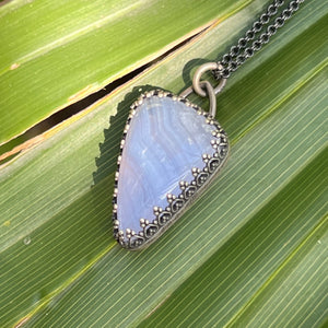 Blue Lace Agate Talisman Pendant