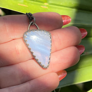 Blue Lace Agate Talisman Pendant