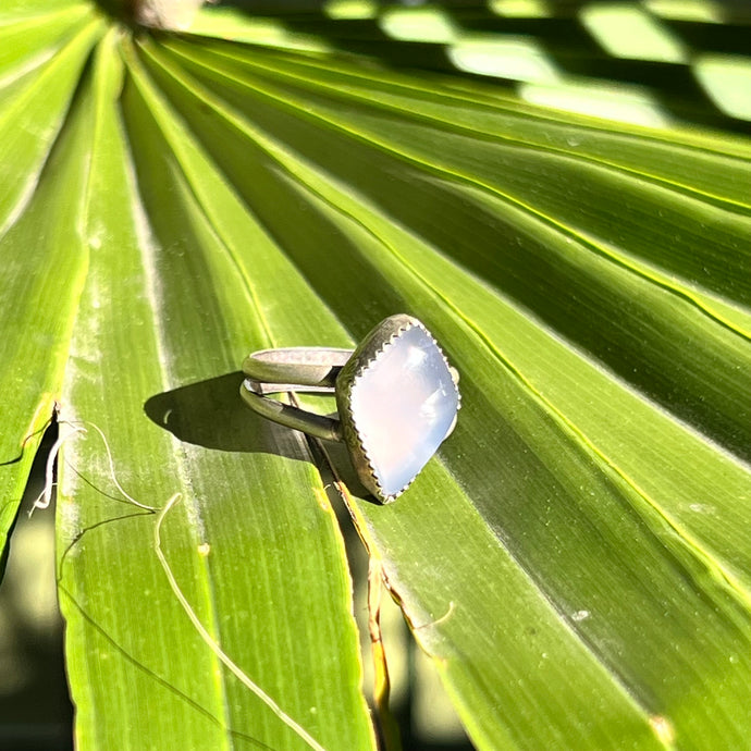 Blue Chalcedony Statement Ring - Size 10