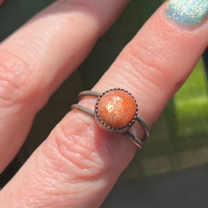 Sunstone Double Band Ring - Size 7