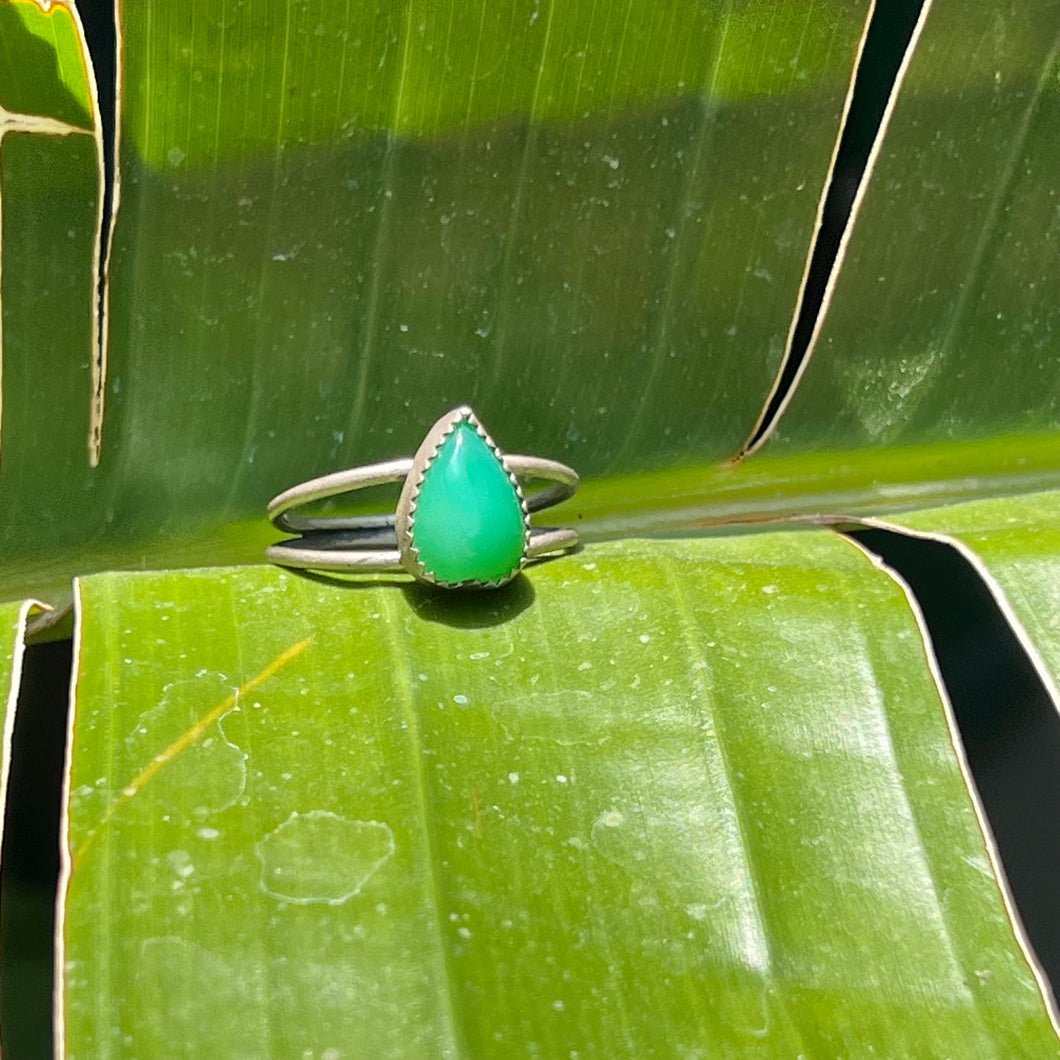 Chrysoprase Double Band Ring - Size 11.25