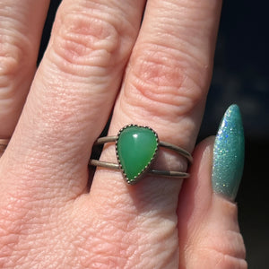 Chrysoprase Double Band Ring - Size 11.25