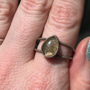 Rutilated Quartz Double Band Ring - Size 11