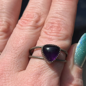 Amethyst Double Band Ring - Size 11.5