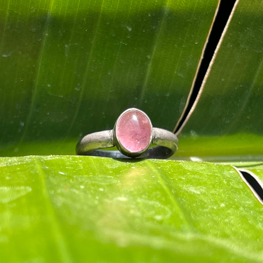 Pink Tourmaline Statement Ring - Size 6.5