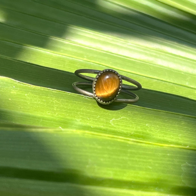 Tigers Eye Double Band Ring - Size 10.75