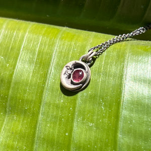 Pink Tourmaline Mini Moon Gemstone Necklace