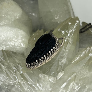 Rough Black Tourmaline Crown Pendant